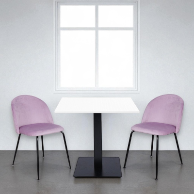 Tavolo da bar ristorante quadrato 80x80 cm con piano laminato Bianco frassino H 75