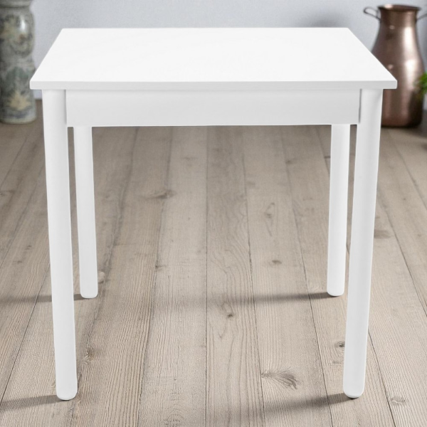 Fixed wooden table with round legs RESTAURANT measuring 90x90 white