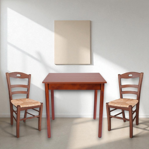 Fixed wooden table with round legs RESTAURANT measuring 90x90 cherry