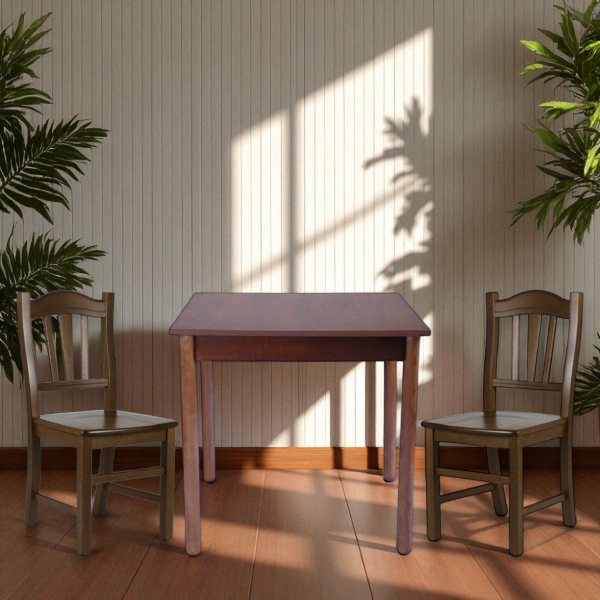 Chaise en bois massif avec assise en noyer SILVANA set de 2