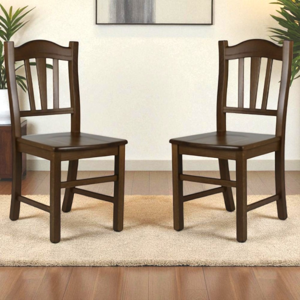Chaise en bois massif avec assise en noyer SILVANA set de 2