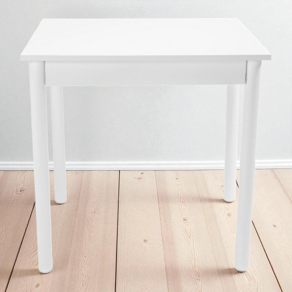 Fixed wooden table with round legs RESTAURANT measuring 80x80 white