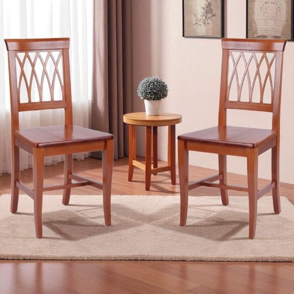 Küchenstühle aus Kirschholz mit massiver Sitzfläche, 2 Stück – TRECCIA