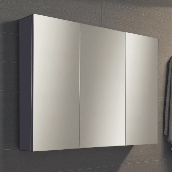 Miroir de salle de bain avec 3 portes 80xh60 cm en bois graphite mat