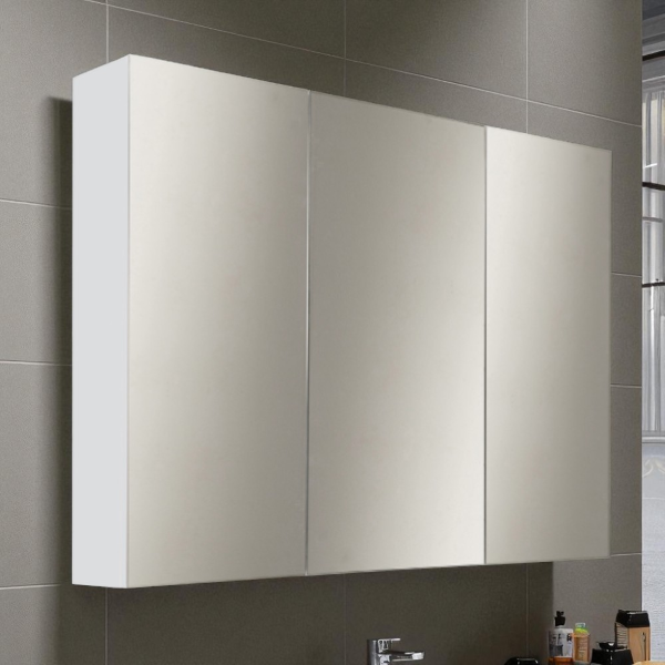 Armoire de toilette avec miroir 3 portes 80xh60 cm en bois Blanc Mat