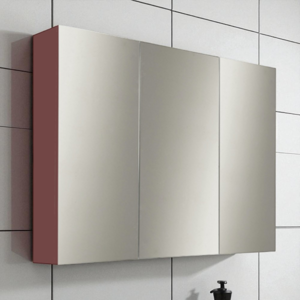 Bathroom mirror with 3 doors 80xh60 cm in Matt Rust wood