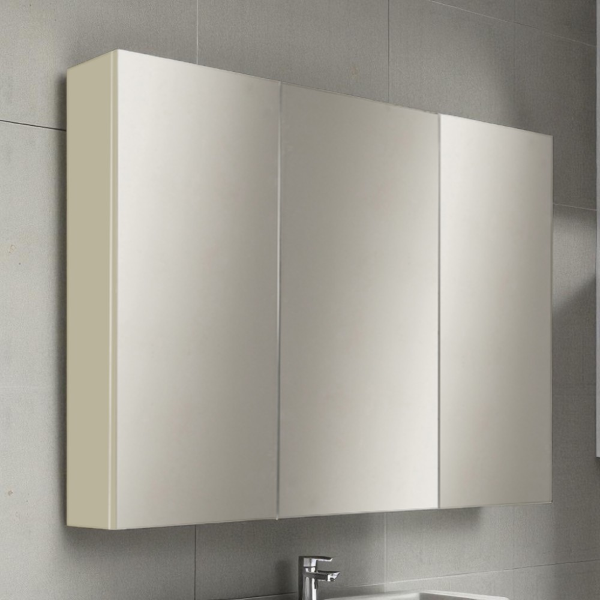 Bathroom mirror with 3 doors 80xh60 cm in matt dove gray wood