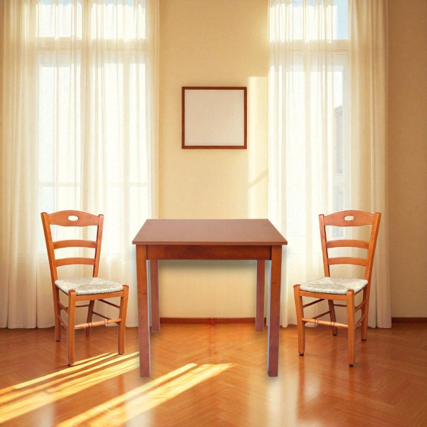 Fixed wooden table with square leg RESTAURANT measuring 90x90 cherry