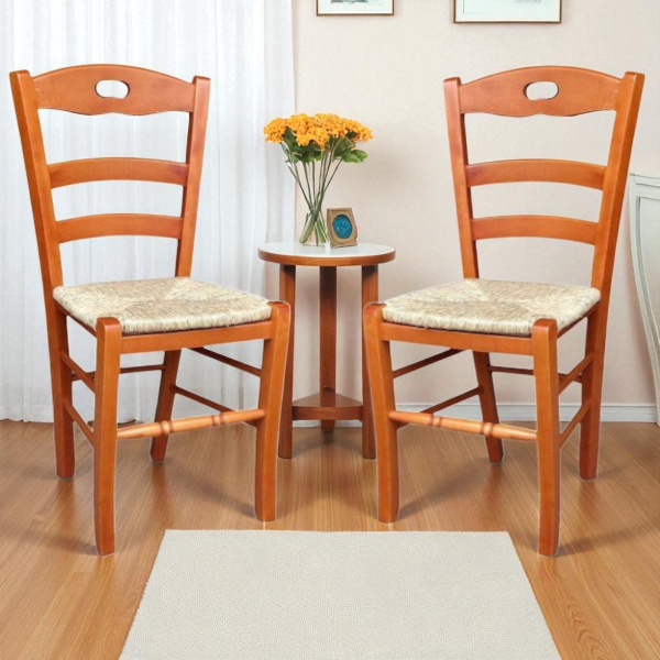 Küchenstuhl mit Strohsitz LOIRE Cherry SET 2-TLG
