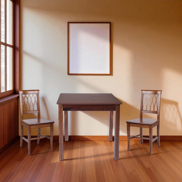 Chaises de cuisine en bois de noyer avec assise solide 2 pièces - TRECCIA