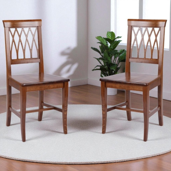Chaises de cuisine en bois de noyer avec assise solide 2 pièces - TRECCIA