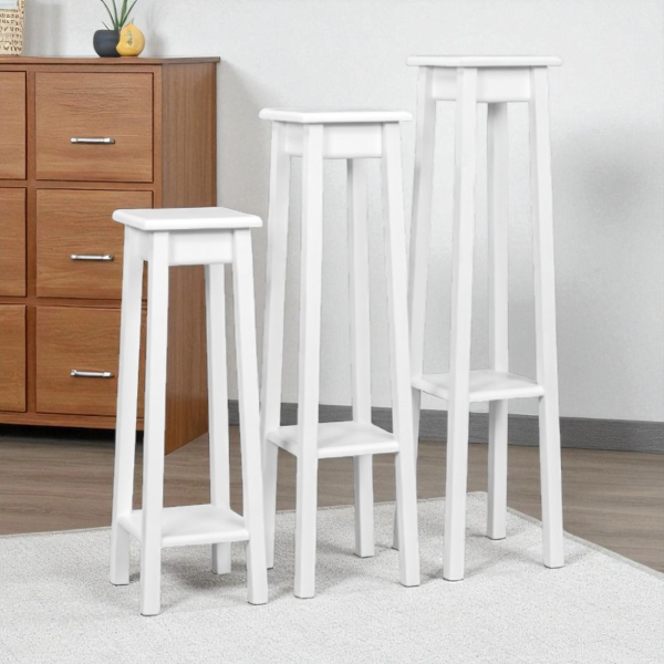 Colonna in legno LACCATA BIANCA porta vaso  TRIS DI COLONNE