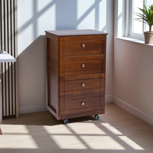 Kitchen trolley chest of drawers with wooden top Giada Walnut