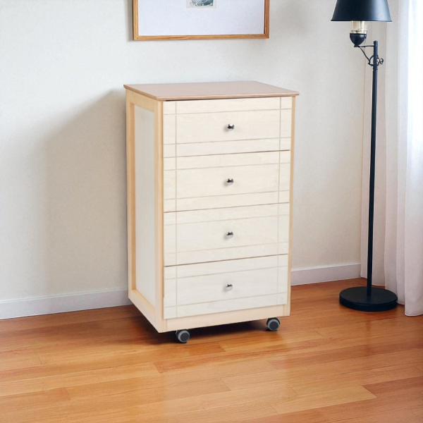 Kitchen trolley chest of drawers with wooden top Giada Natural