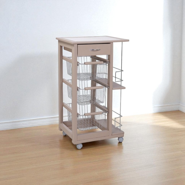 SLIM kitchen trolley fruit holder with bottle holder Dove Grey