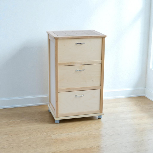 Cabinet cart with flap doors with tile top,Natural