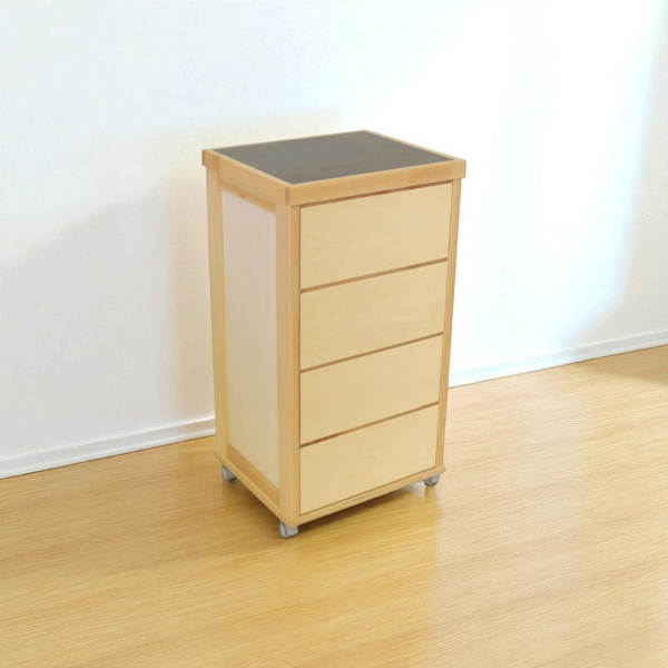 Beech Wood Space Saving Trolley with Drawers LANDHELL Natural