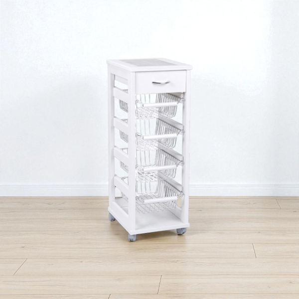 SALVASPAZIO trolley fruit bowl and white lacquered drawers
