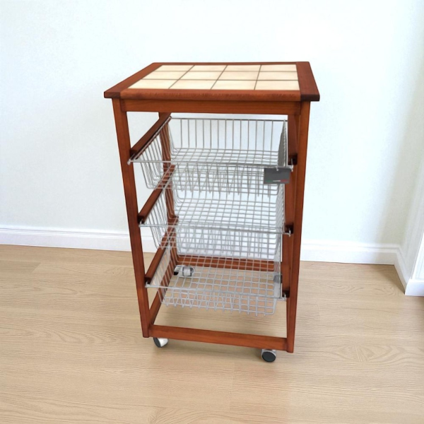 Carrello da cucina portafrutta con 3 cestelli senza base CILIEGIO