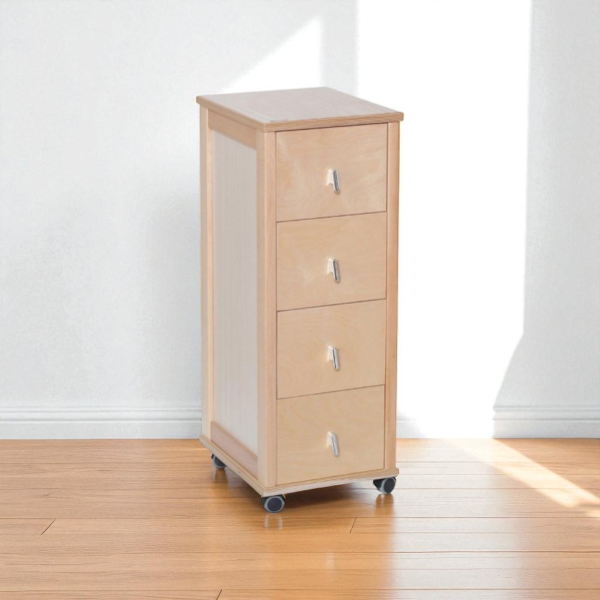 POKERINO chest of drawers chart in wood with 4 drawers ,natural