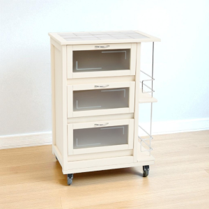 Landhell Ivory Drop-Down Trolley with Bottle Holder