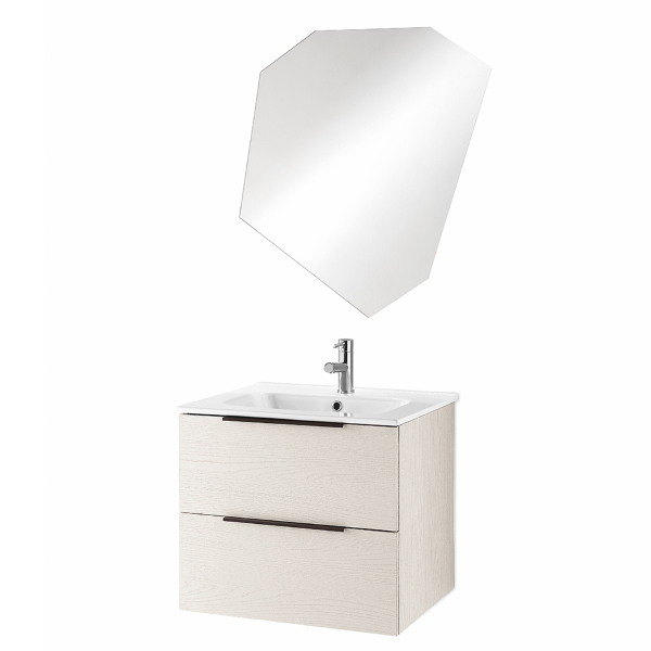 Meuble de salle de bain suspendu BALI 60 cm avec miroir LED en blanc nordique