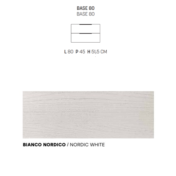 Meuble de salle de bain suspendu de 80 cm en mélaminé BALI Nordic White