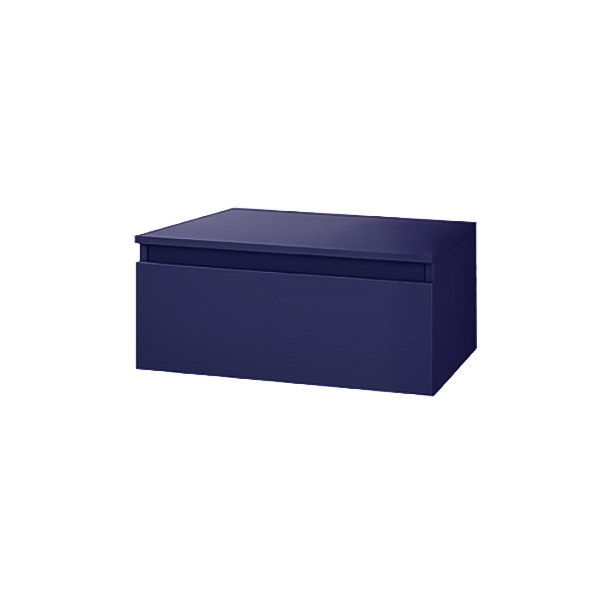 NILYA 60 cm suspended bathroom drawer in melamine-faced chipboard Matte Blue