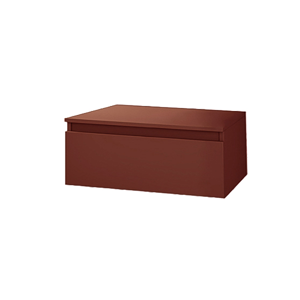 NILYA 80 cm suspended bathroom drawer in melamine-faced chipboard – Matte Rust