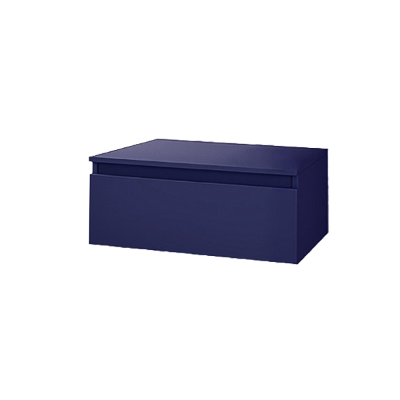 NILYA 80 cm suspended bathroom drawer in melamine-faced chipboard – Matte Blue