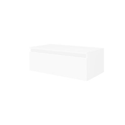 NILYA 80 cm suspended bathroom drawer in melamine-faced chipboard – Glossy White