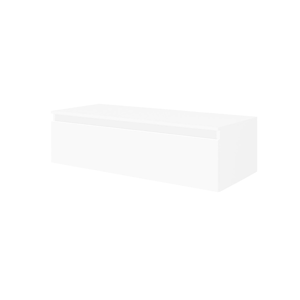 NILYA 120 cm suspended bathroom drawer in melamine-faced chipboard – Glossy White