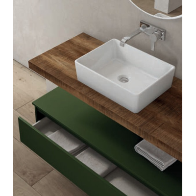 NILYA 120 cm suspended bathroom drawer in melamine-faced chipboard – Matte Green