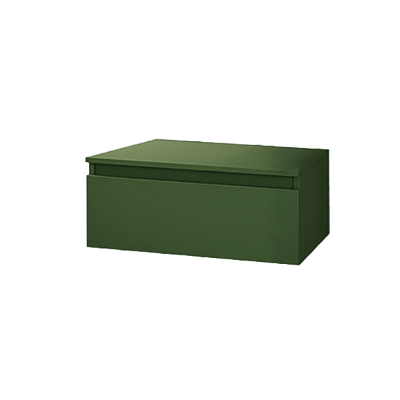 Tiroir de salle de bain suspendu 80 cm NILYA en panneau mélaminé Vert Mat