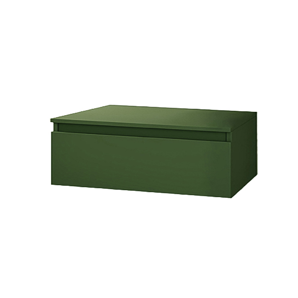 NILYA 120 cm suspended bathroom drawer in melamine-faced chipboard – Matte Green
