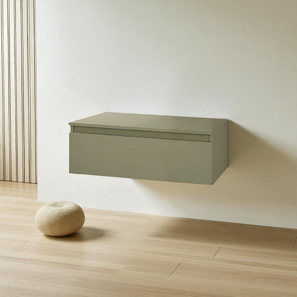 Cassetto sospeso bagno 120 cm NILYA nobilitato Tortora Opaco