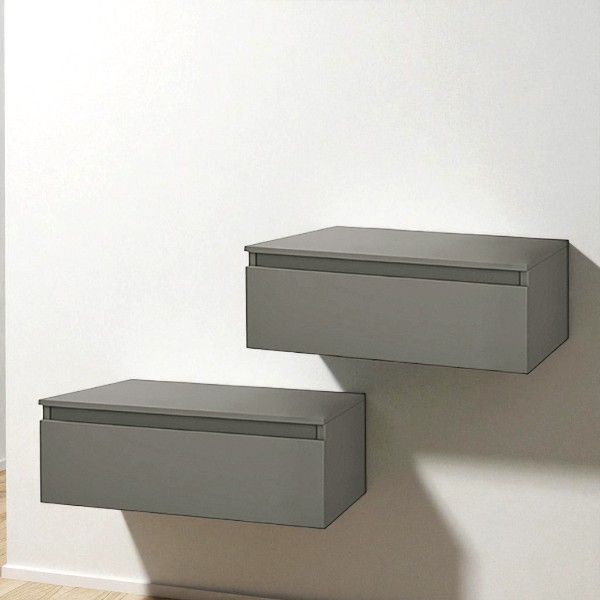 Tiroir de salle de bain suspendu 120 cm NILYA en panneau mélaminé – Argile Mat