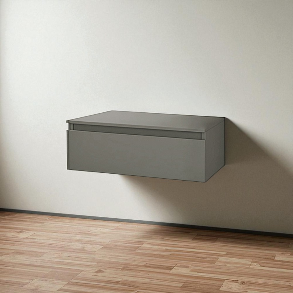 Tiroir de salle de bain suspendu 120 cm NILYA en panneau mélaminé – Argile Mat