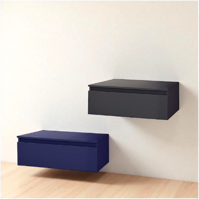 Tiroir de salle de bain suspendu 120 cm NILYA en panneau mélaminé – Bleu Mat