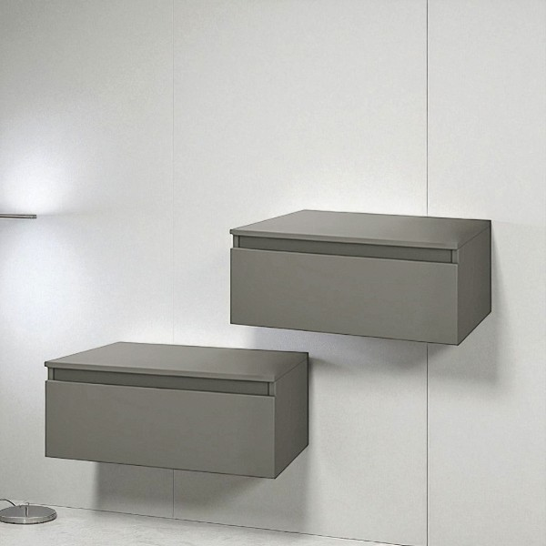 NILYA 80 cm hängender Badezimmerschublade aus melaminbeschichteter Spanplatte – Matt Ton