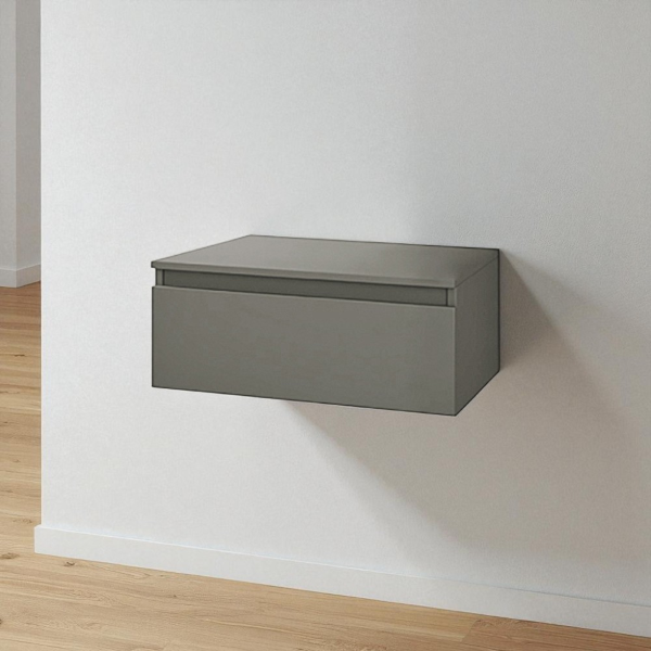 NILYA 80 cm hängender Badezimmerschublade aus melaminbeschichteter Spanplatte – Matt Ton