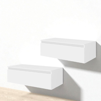 NILYA 100 cm suspended bathroom drawer in melamine-faced chipboard – Matte White