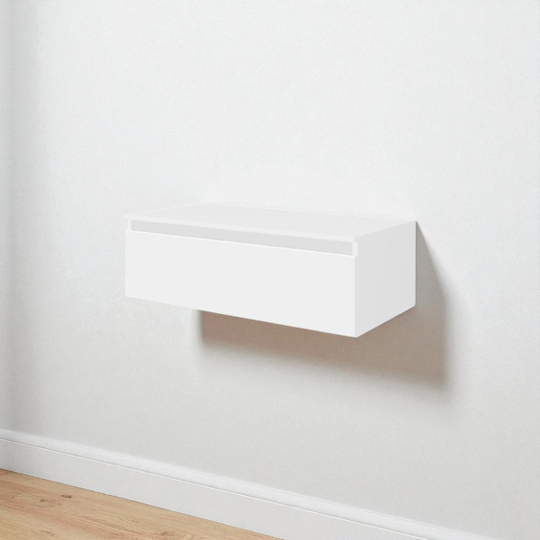 NILYA 100 cm suspended bathroom drawer in melamine-faced chipboard – Matte White