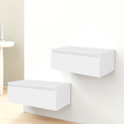 NILYA 80 cm suspended bathroom drawer in melamine-faced chipboard – Matte White
