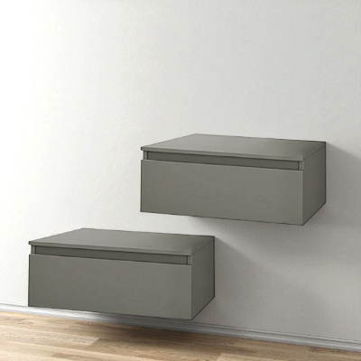 Tiroir de salle de bain suspendu 100 cm NILYA en panneau mélaminé – Argile Mat