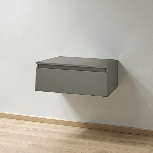 Tiroir de salle de bain suspendu 100 cm NILYA en panneau mélaminé – Argile Mat