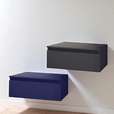 Cassetto da bagno nobilitato 100 cm sospeso NILYA Blu Opaco