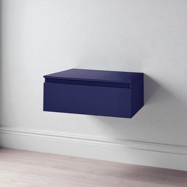 Cassetto da bagno nobilitato 100 cm sospeso NILYA Blu Opaco