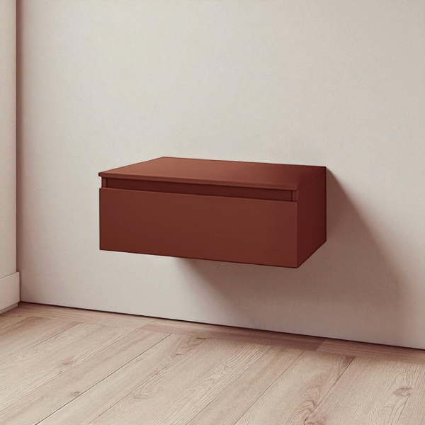 NILYA 100 cm suspended bathroom drawer in melamine-faced chipboard – Matte Rust