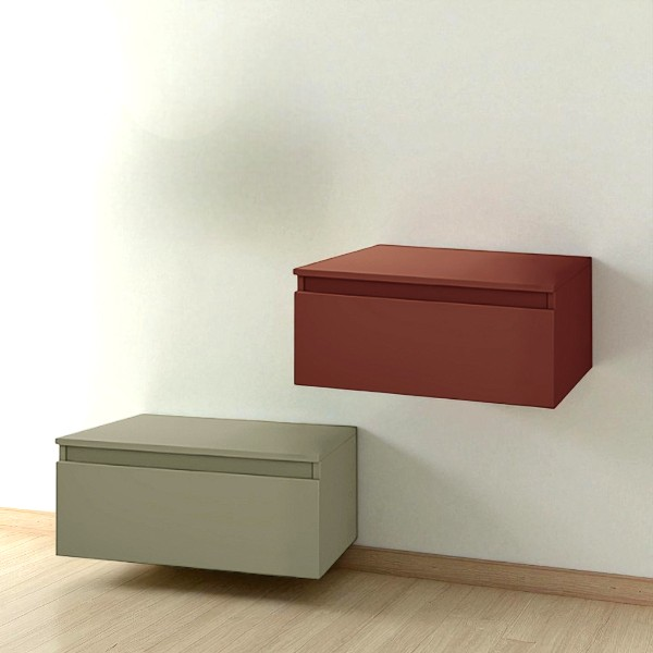 Cassetto bagno 60 cm NILYA sospeso in nobilitato Tortora Opaco